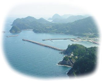 香住漁港のヘリコプターからの画像