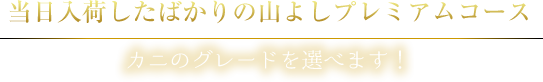 当日入荷したばかりの山よしプレミアム カニのグレードを選べます！