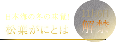 11月6日解禁 日本海の冬の味覚！松葉がにとは
